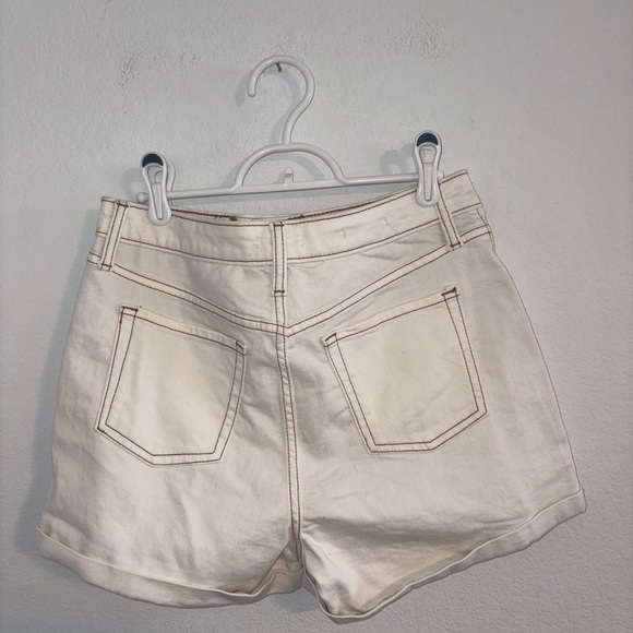 Stitch Detail White Denim Shorts - Picture 8 of 8